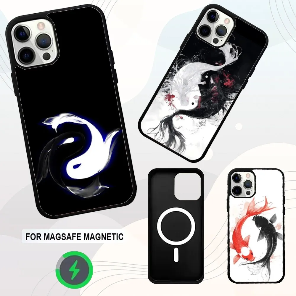 

Koi Carp Fish Yin Yang Art Phone Case For iPhone 16e,16,15,14,13,12,11,Plus,Pro,Max,Mini Magsafe Magnetic Wireless Charging