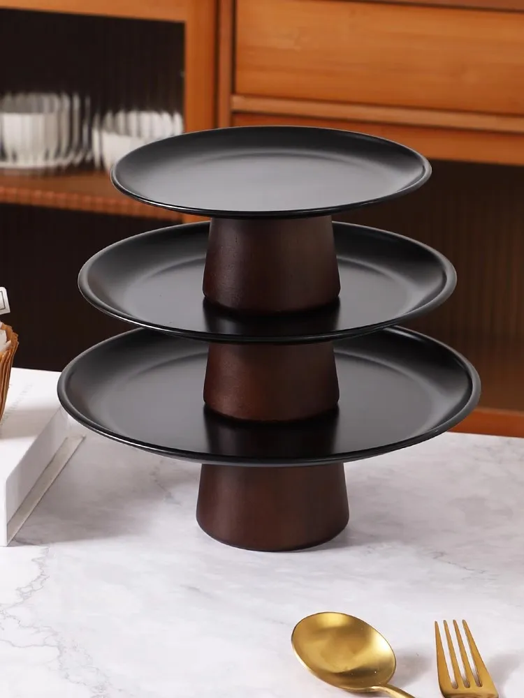 French Light Luxury Style Stainless Steel Tray Home Decoration Hotel Reception Dessert Plate Walnut Fruit Bowl Art Ornament