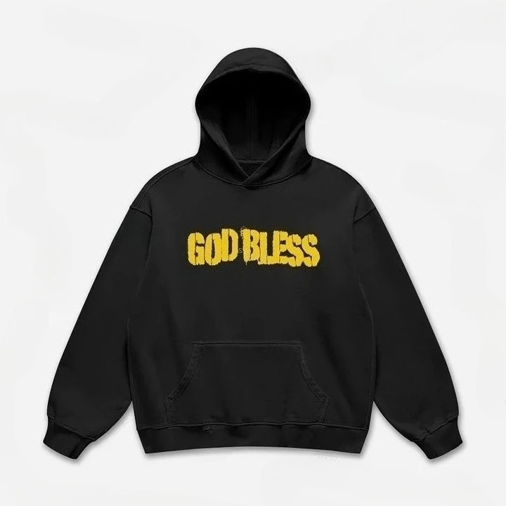 God Bless – sweat à capuche imprimé graphique de prière pour enfants, haut unisexe de haute qualité, Vintage, automne hiver, hommes femmes rétro Y2K Harajuku