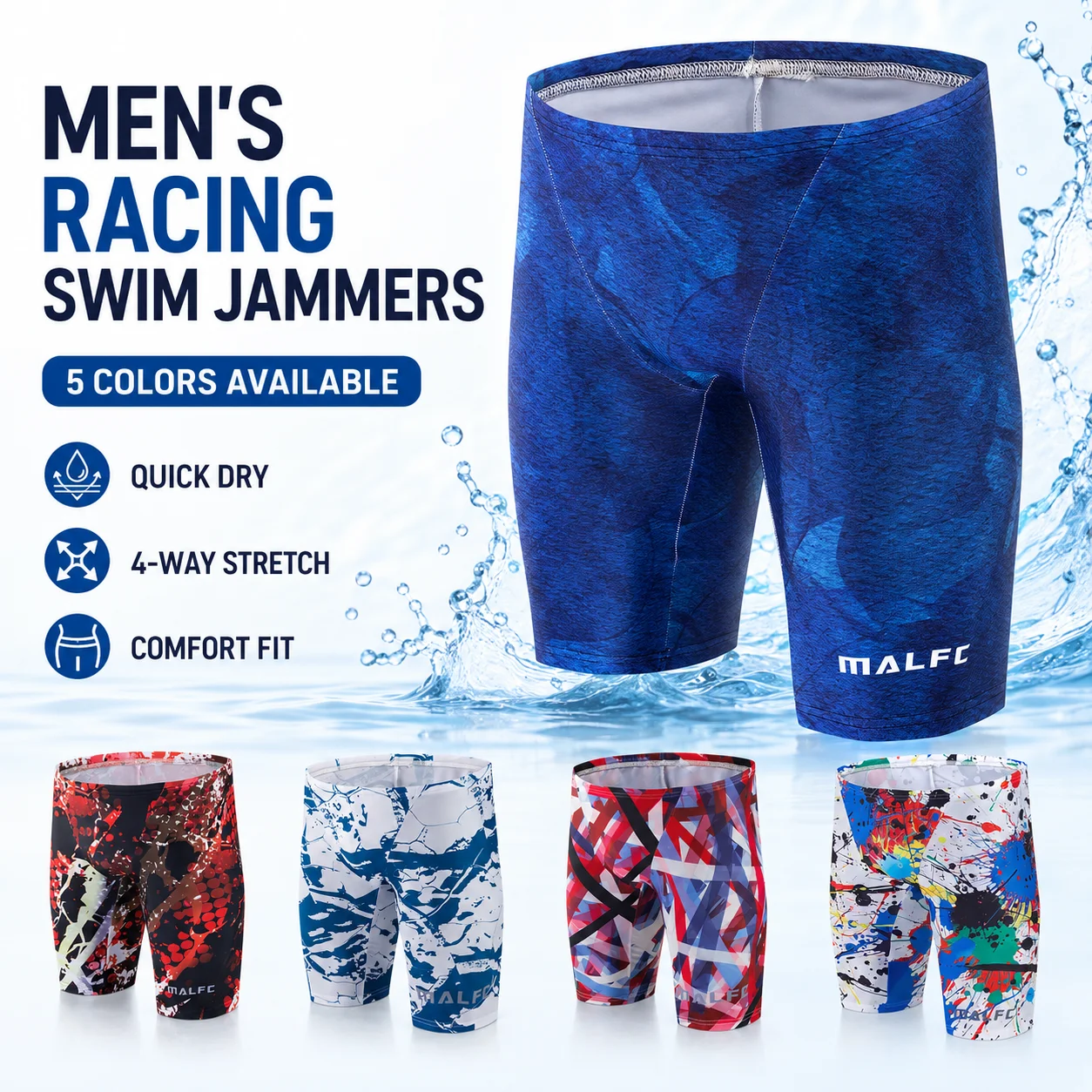Traje de Baño MALFC para Hombre, Shorts de Natación de Secado Rápido, para Playa, Entrenamiento, Deportes Acuáticos y Surf