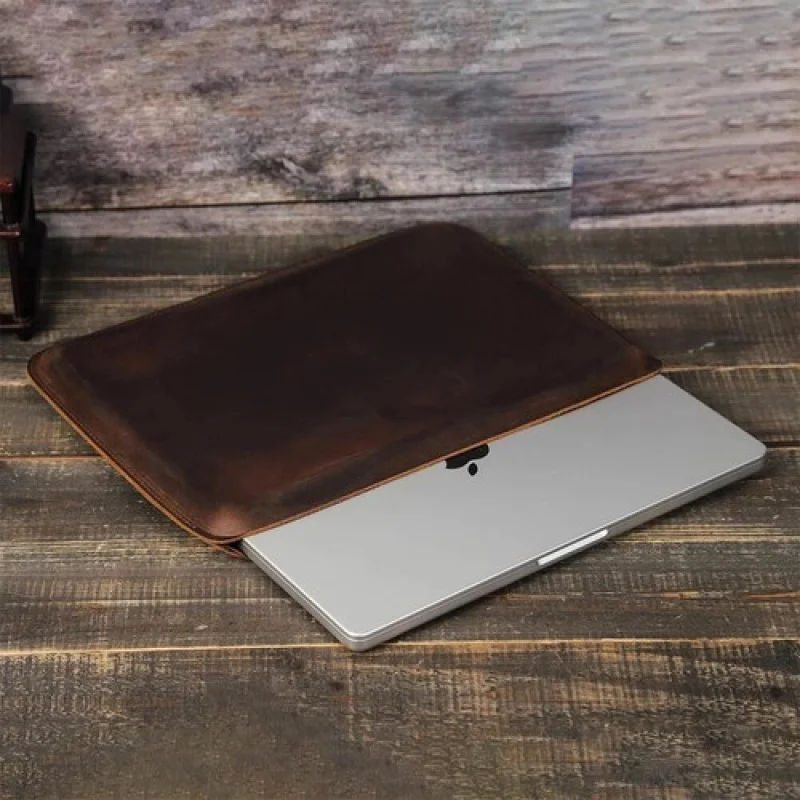 A+ Genuine Leather Laptop Sleeve Case For Apple Macbook Pro 16 14 M4/M3 Air Pro 13