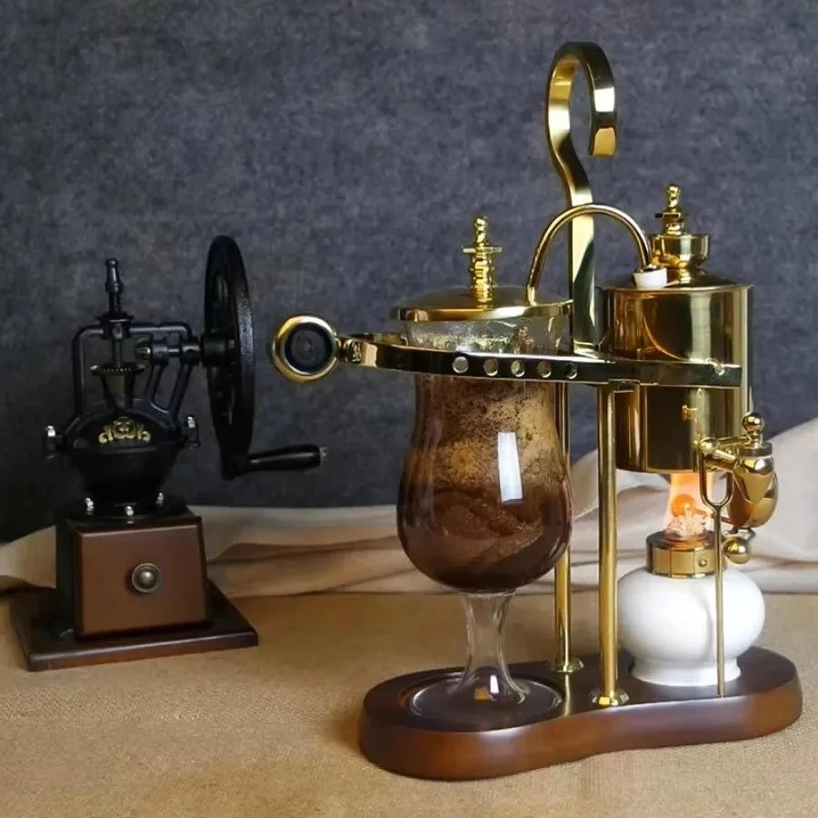 Luxury Vintage Style Home Coffee Maker Pot Belgian Royal Coffee Machine Set Siphon Drop Manual Coffee Grinder