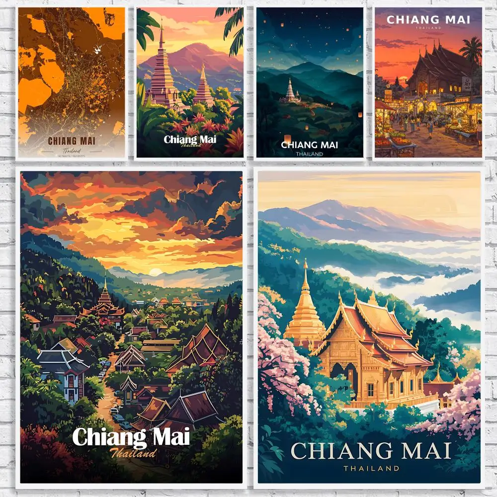 Travel Destination Chiang Mai Poster Versatile HD Waterproof Wall Art Self-Adhesive Decor for Any Space Ideal Gift