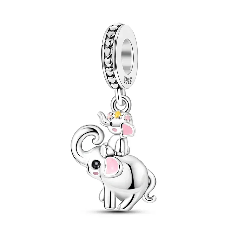 Dijes originales de Plata de Ley 925 con forma de Animal, jirafa, dinosaurio, elefante, caballo, colgante para collar, pulsera DIY, regalo de joyería para mujer