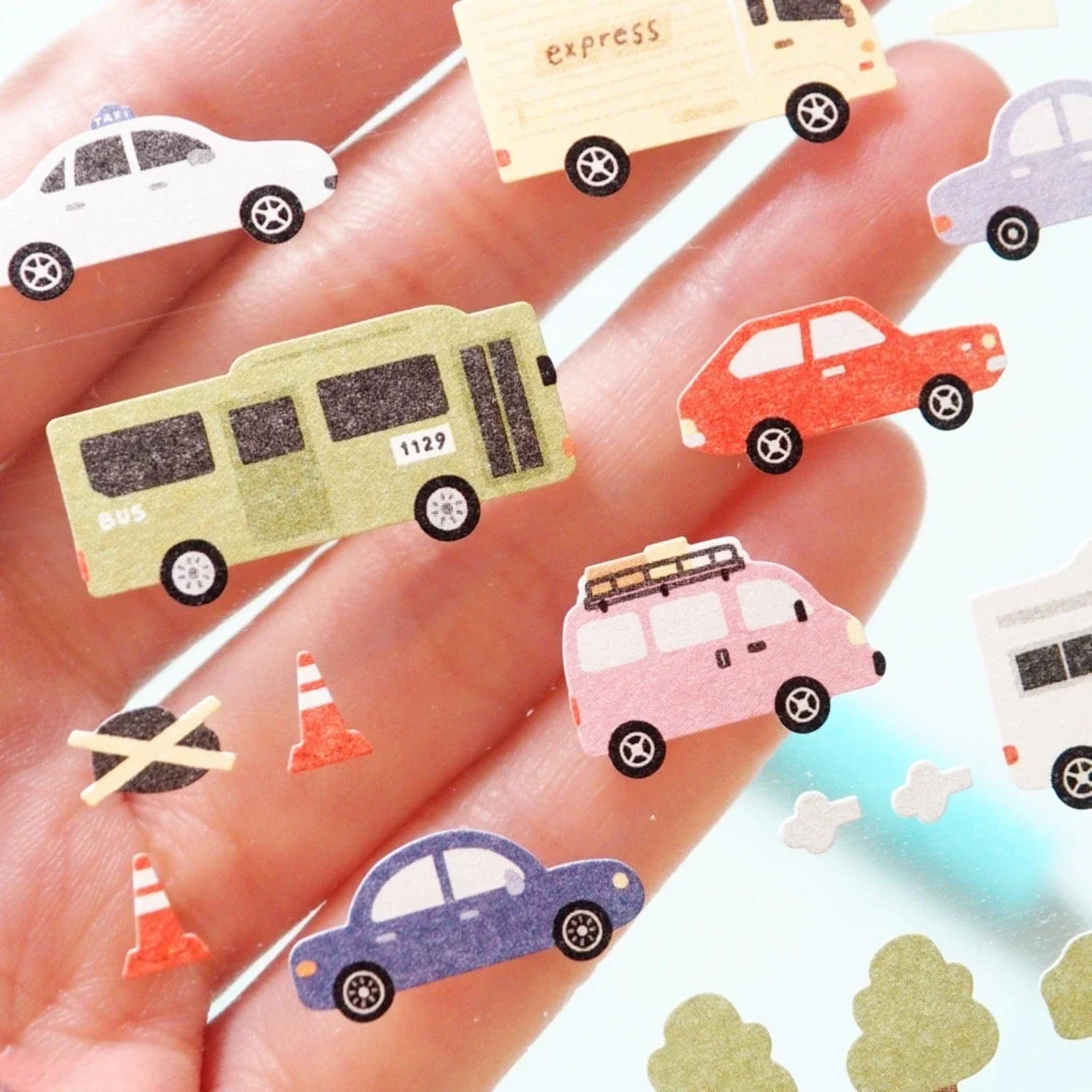 Korean Import Suatelier Cars Bus Taxi Truck Paper Sticker Scrapbook Decoration Stationery DIY Stickers School Office Supplies