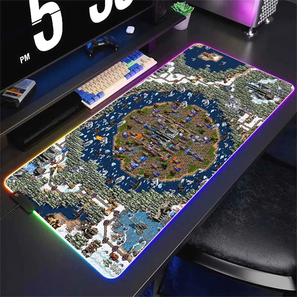 RGB Gamer Keyboard Mat Heroes of Might and Magic 3 Mouse Pad Mousepad Keyboards Computer Accessory Anime Shine Mausepad Mice XL