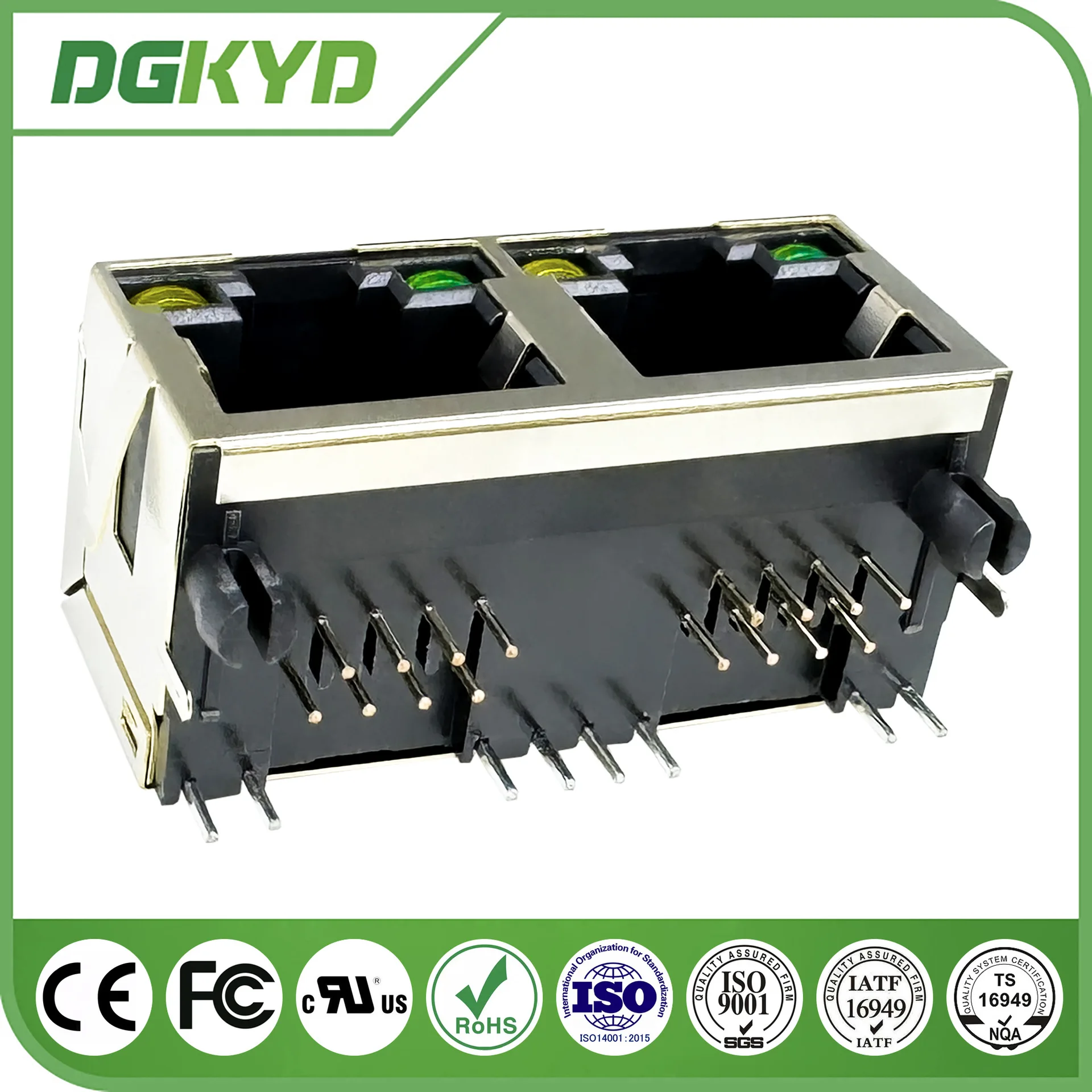 For RJ45 horizontal interface 8P8C with light with shielded shrapnel, round needle network port DGKYD561288DB1A1DY1