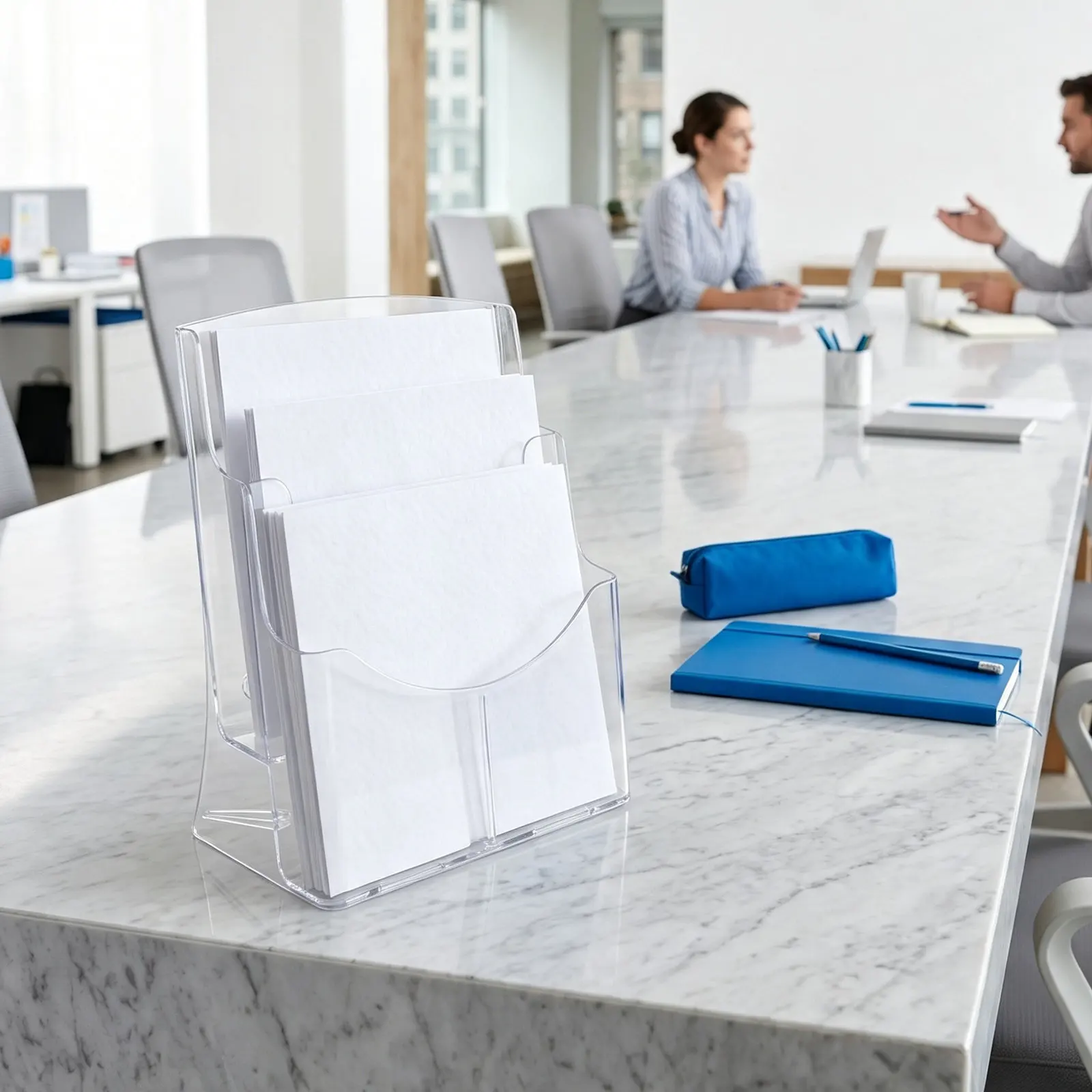 Brochure Display Holder Acrylic Desk Organizer 2 Tier 9x11 Clear Acrylic Book Holder Desktop Literature Stand Multipurpose Book