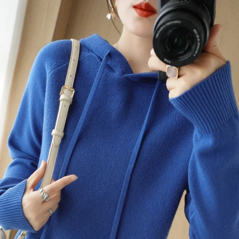 Pull à capuche à manches longues pour femmes, pulls optiques chauds, pulls décontractés, pulls coréens solides, mode automne et hiver