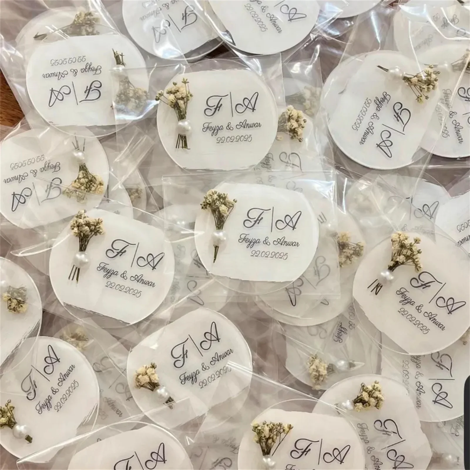 Personalized Epoxy Magnet Favor Wedding, Save The Date Epoxy Magnet Favors, Wedding Favor for Guest, Engagement Epoxy Magnet Fav - view 3