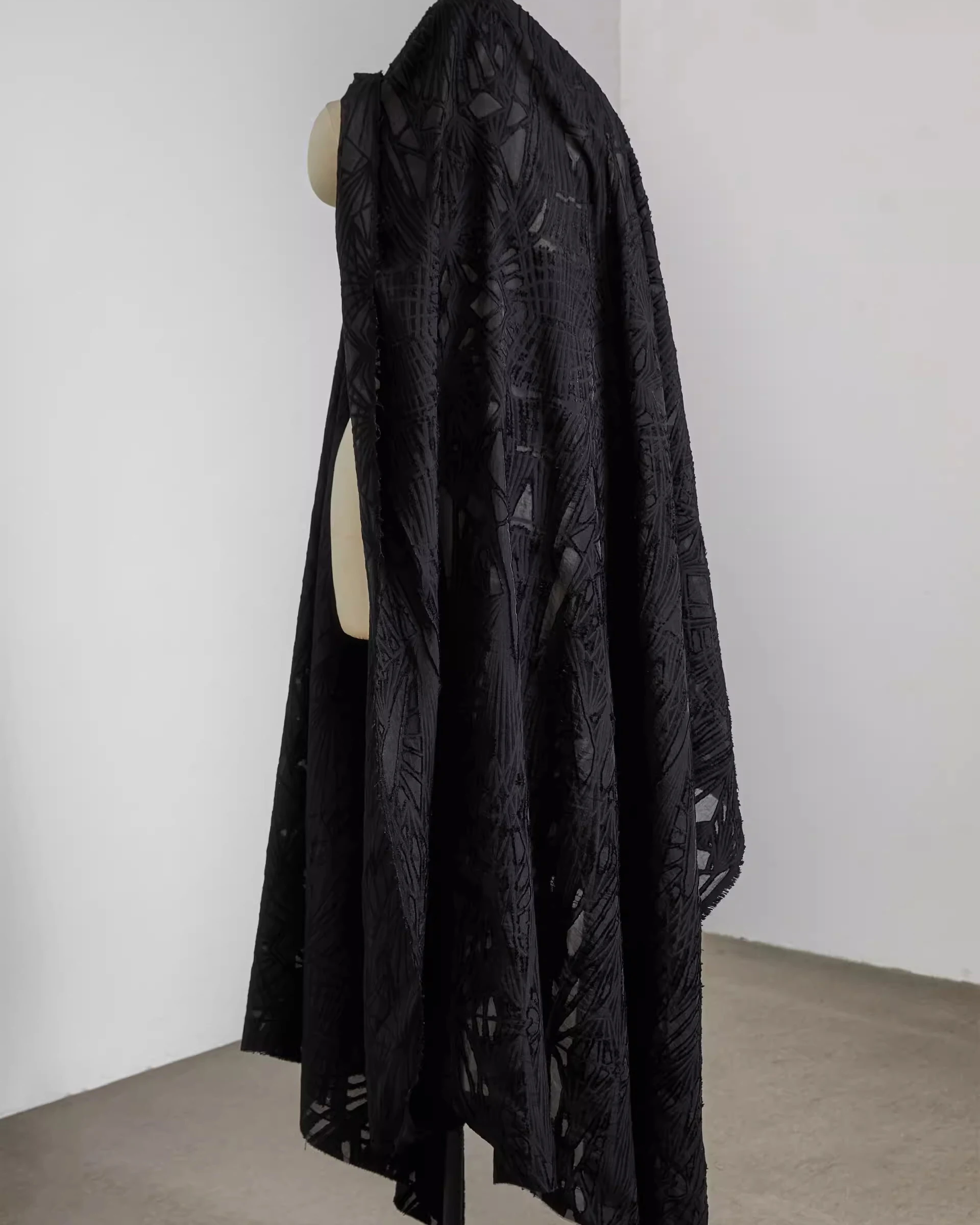 

1yard Geometric irregular hollow flower cutting texture fabric Vintage transparent yarn DIY gift clothing design fabrics