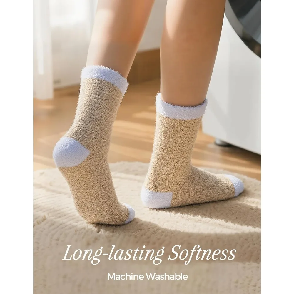 هدايا دافئة ومريحة للنساء، أدوات تخزين، جوارب نوم من القطيفة الغامضة - نسيج ناعم ودافئ #5