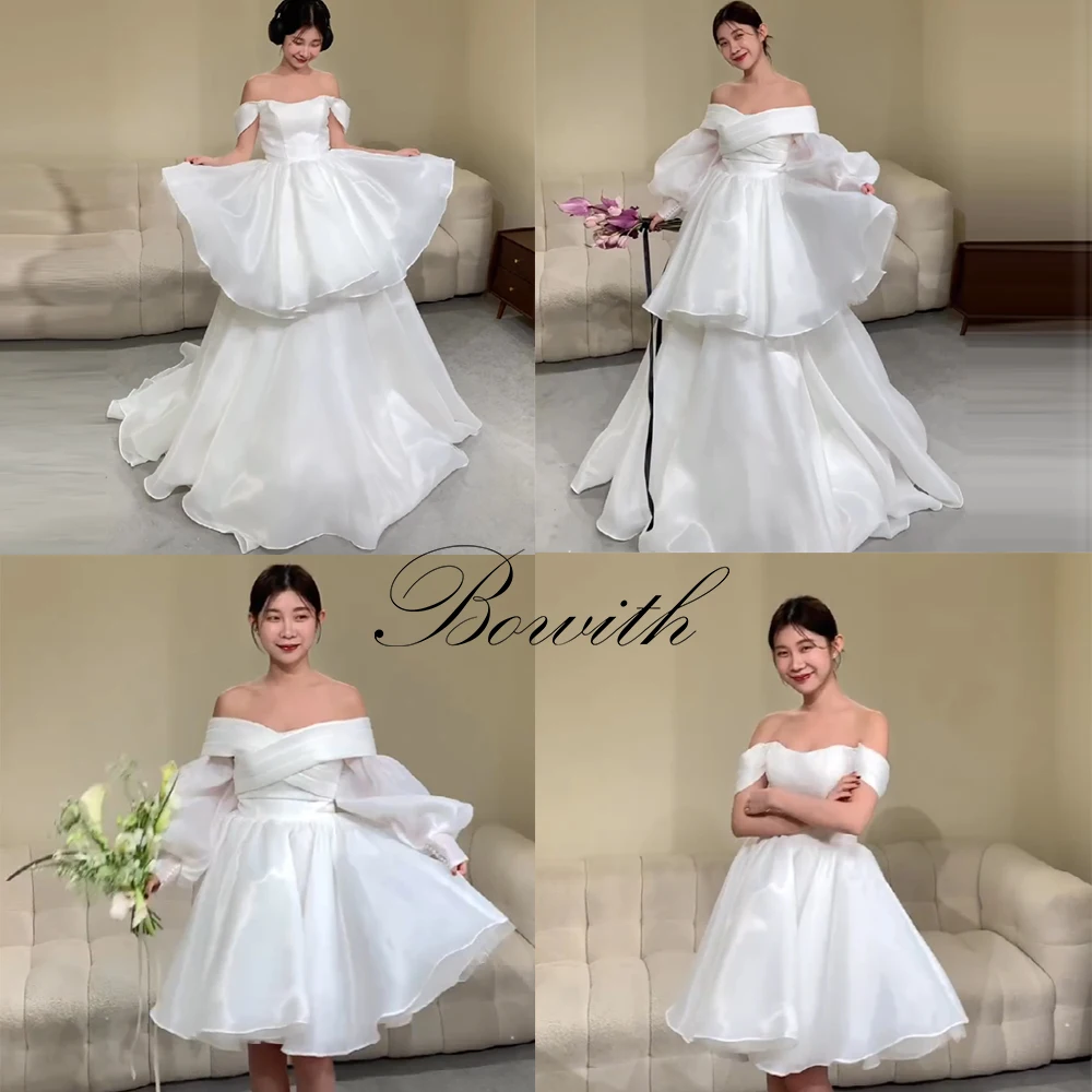 

Bowith 4 in 1 Korean Wedding Dresses Detachable Dress and Sleeves Silk Organza Bridal Gown Customized Wedding Dresses for Bride
