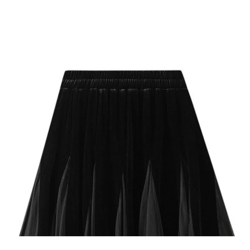 1pcs Autumn/Winter Half-Dress,Women's Mid-Length High-Waisted Slimming Wide-Area Mesh Skirt,Versatile Half-Dress