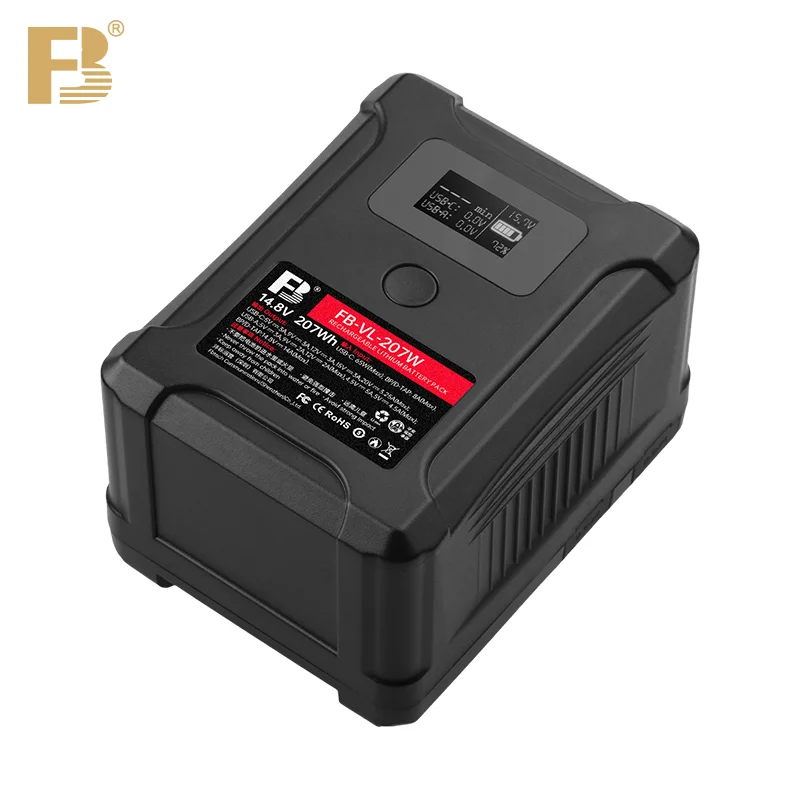 FB V Mount Battery VL-207W with Type-C Micro USB PD Fast Charging Port  for Camcorder Broadcast LED Video Light Power Monitor