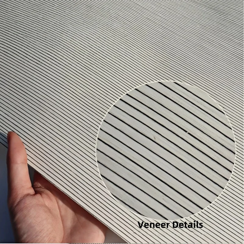Tech Black Silk Wood Veneer with White Stripes for Minimalist Furniture Makeover DIY Cabinet Door Accent Wall Panels 250X58cm