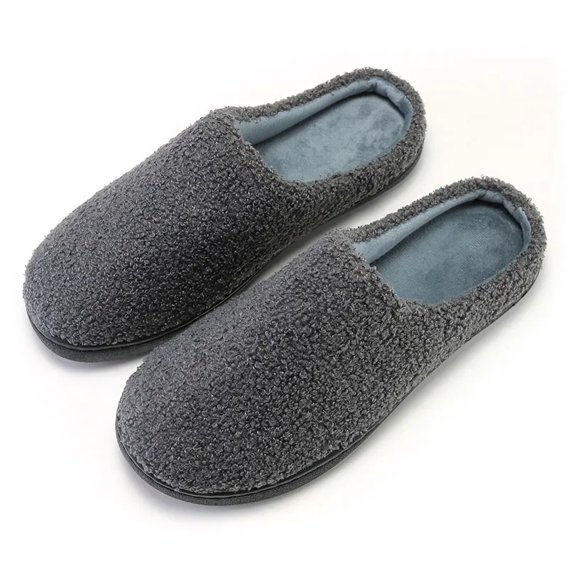 

Winter Unisex Slippers Warm Comfortable Non-slip Flat Cotton Shoes Indoor Men and Women Simple Home Plush Solid Color Slippers