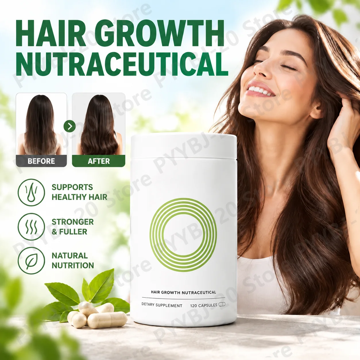 Women's Hair Growth Capsules Hair Thickness Support Fuller Hair Support Hormonal Balance with Daily Supplement Formula 120ct