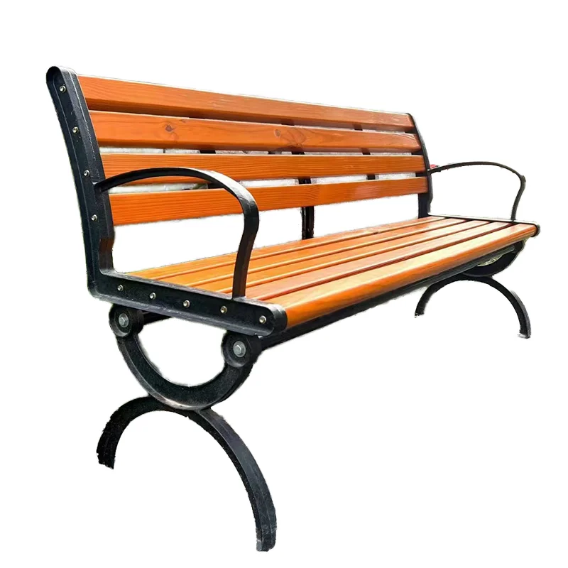

Anticorrosive Solid Wood Modern Gym Outdoor Patio Bench with Backrest Aluminum Seat Water Resistant