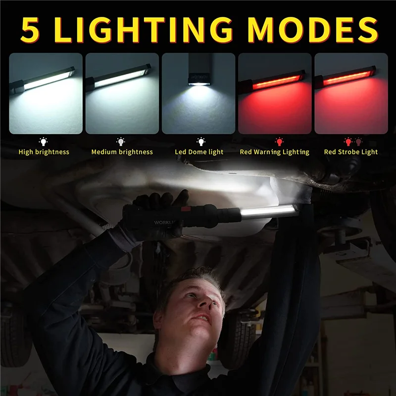 5 Modes USB Rechargeable Flash Light COB Torch Tail Magnet Work Lights Portable Camping Lantern LED Working Lamp Flashlight