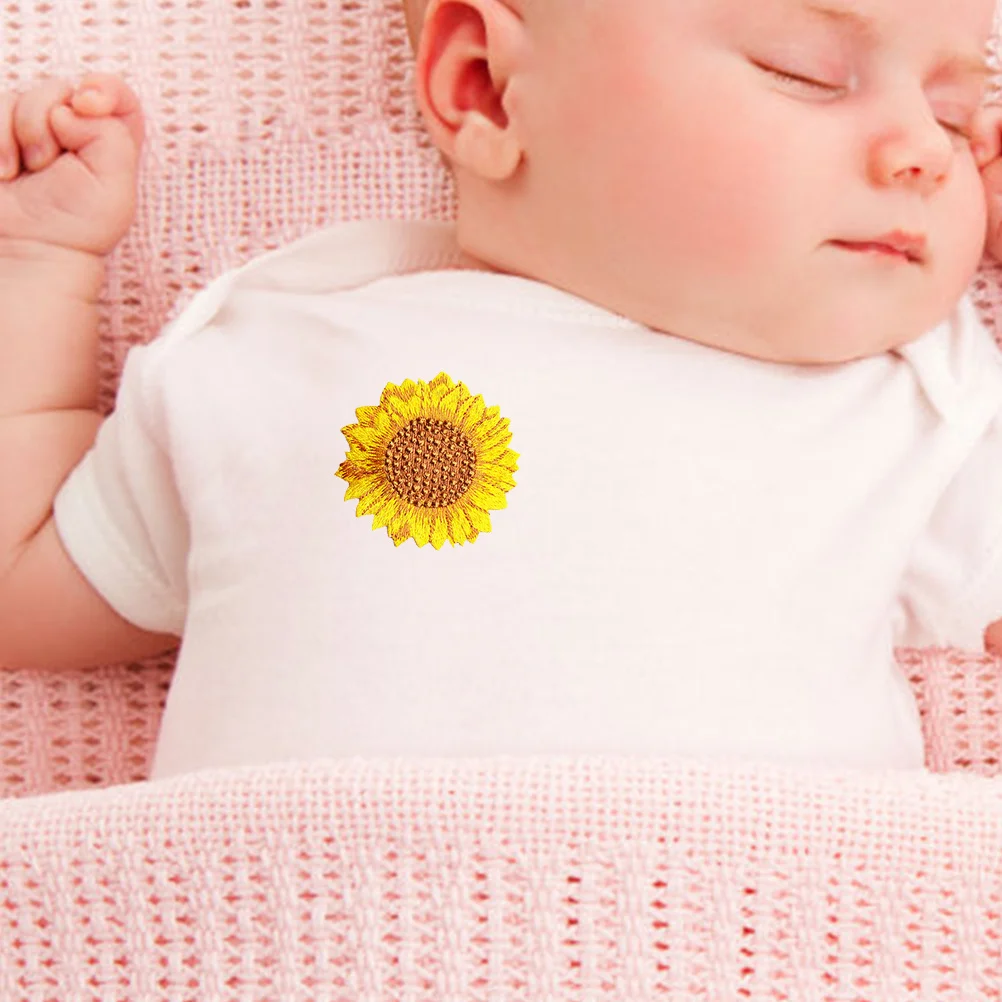 

4pcs Sunflower Patches Iron On Appliques For Clothes Decor Diy Garment Repair Sewing Patch Flower Design Hat Appliques Craft