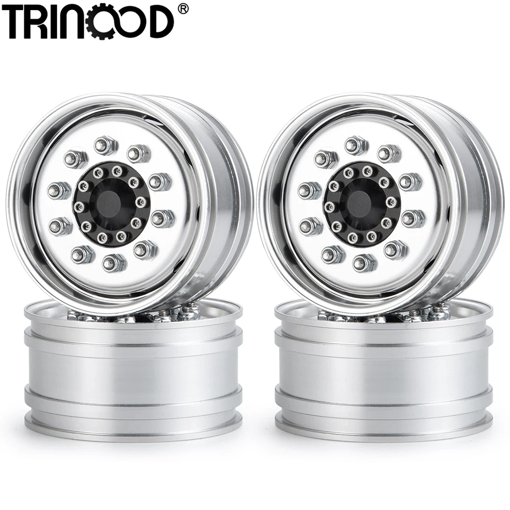 TRINOOD Tamiya Front Wheel Hub Aluminum Alloy Wheel Rims 10 Spokes for 1/14 Tamiya RC Climbing Trailer Cargo Truck Car Parts