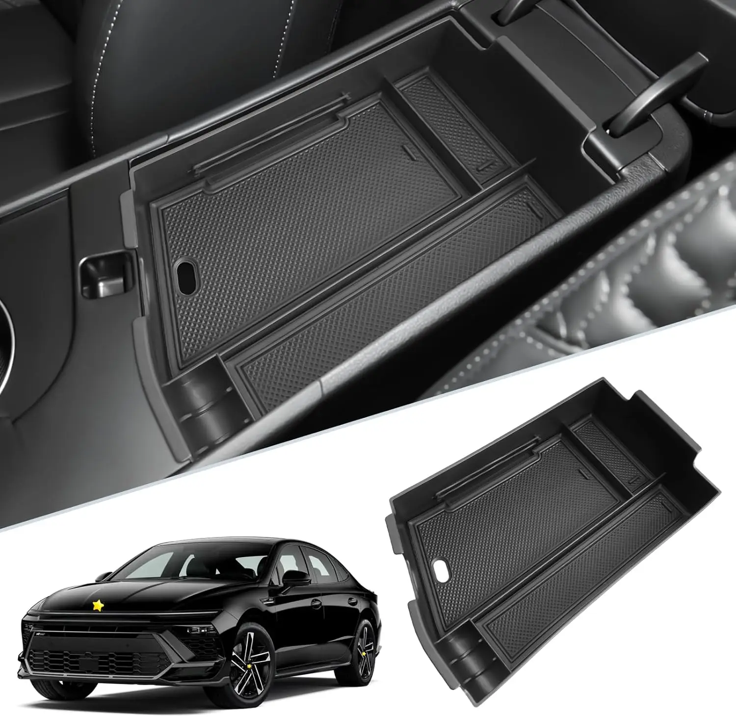 

TACOBRO for 2024 2025 Hyundai Sonata Center Console Organizer Armrest Storage Box Accessories Tray Armrest Secondary Storage Box