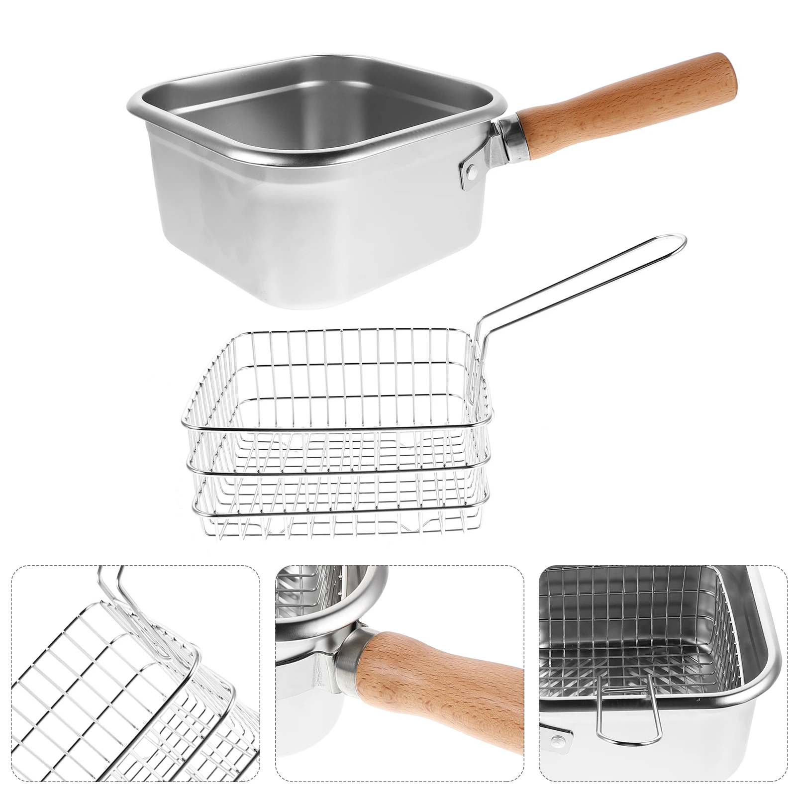 

Portable Deep Fryer Pot: Mini Stainless Steel Frying Pan For Camping Picnics Small Kitchens Multifunctional Oil Fryer With