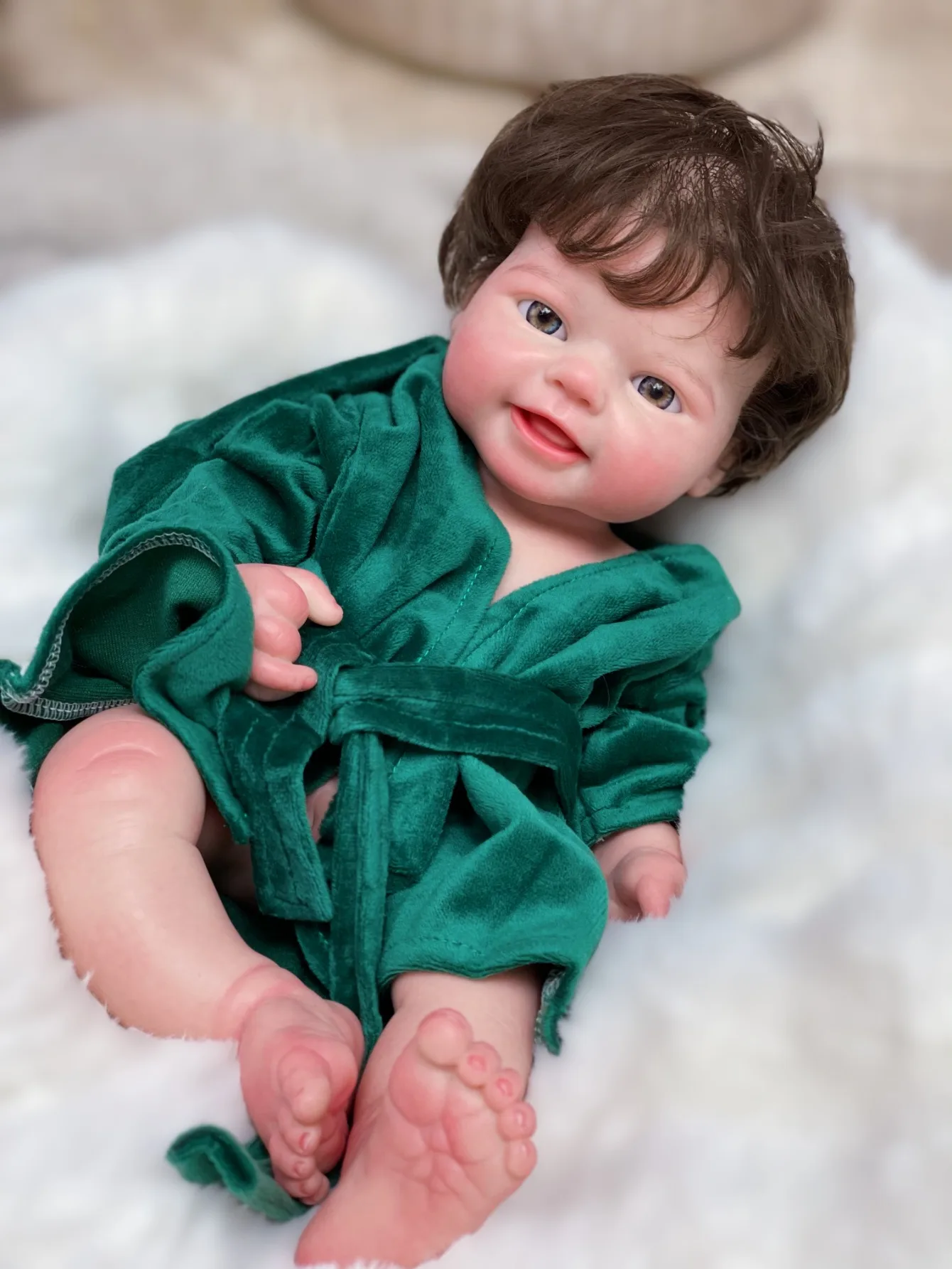 1Pc 15 Inch Silicone Boy Handmade Bebe Soft Touch Reborn Doll For Children Birthday Gifts Handmade Newborn Baby Doll