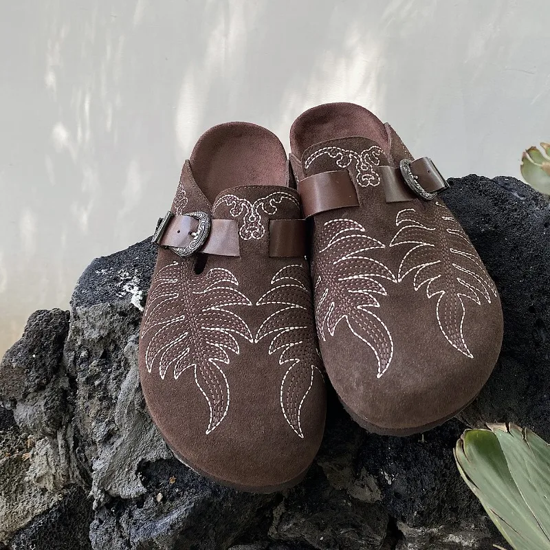 

Retro Women's Shoes Handmade Embroidery Muller Slippers for Woman Fashion Vacation Casual Shoes Designer Shoes Zapatos De Mujer