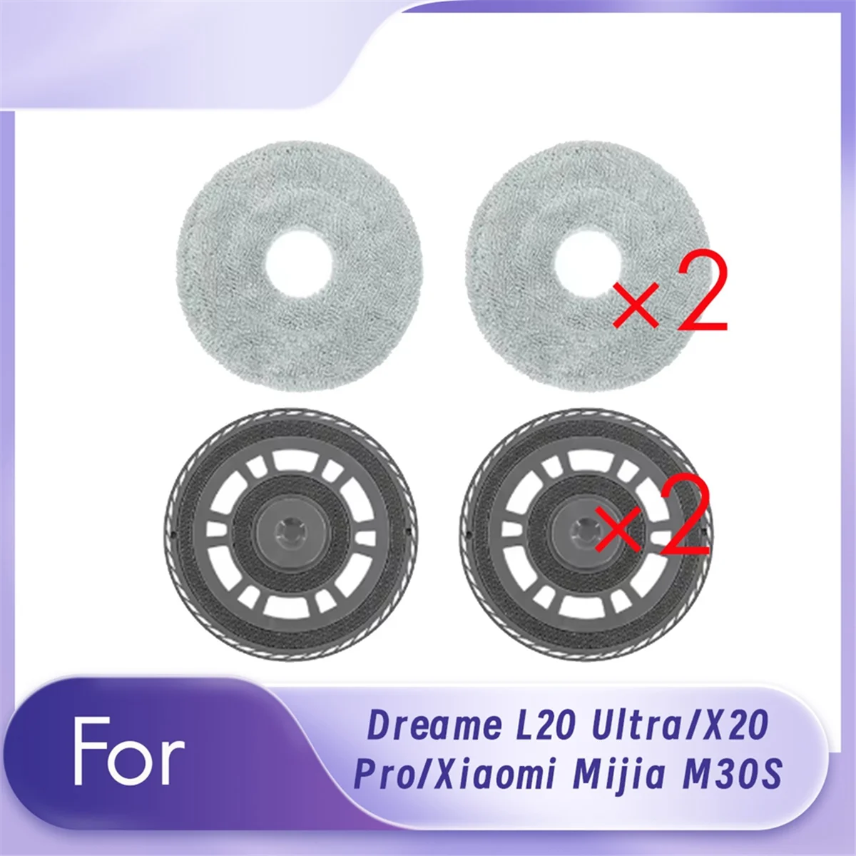 A76Z 2 Mop Holder with 2 Rag for L20 Ultra/X20 Pro/ M30S Robot Vacuum Mop Board Cleaner Mop Kit