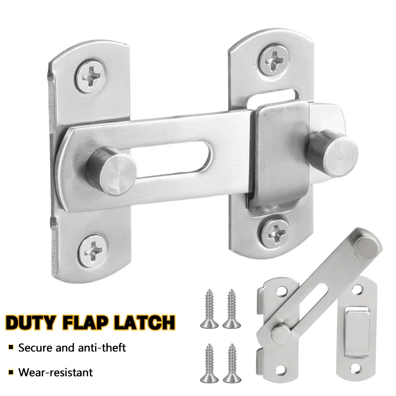 Stainless Steel Sliding Barn Door Lock Hardware Gate Latches Anti-theft Sliding Door Latch Garage Window Closet Pet Cage Latch