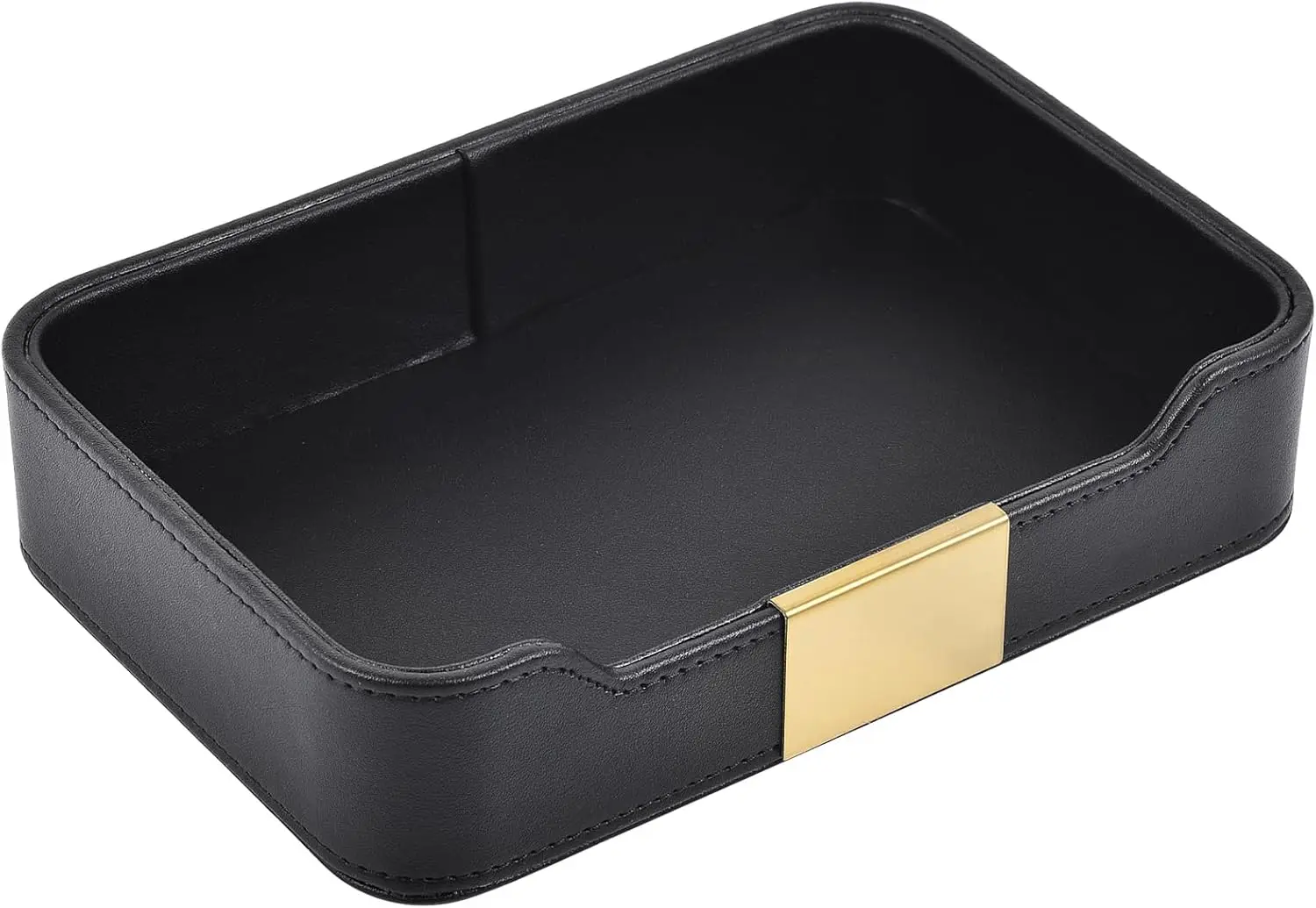 

Luxury Leather Valet Tray, Black Desktop Organizer for Keys, Jewelry, Phone, Watch, Remote, Pen