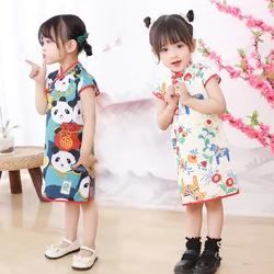 Tang Suit Ethnic Cheongsam Summer Dress Children's Hanfu Princess Short-Sleeved Kid's Dress