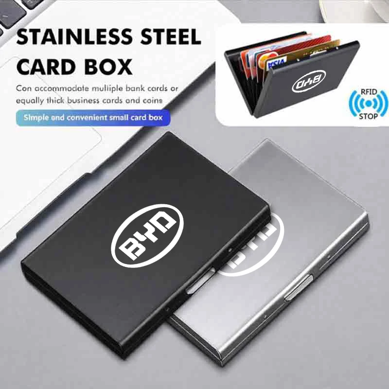 Car RFID Blocking Card Holder Metal Wallet Case Storage Accessories For BYD Shark 6 M6 G3 G5 T3 E2 F3 I3 F0 F6 S6 S8 E5 E6