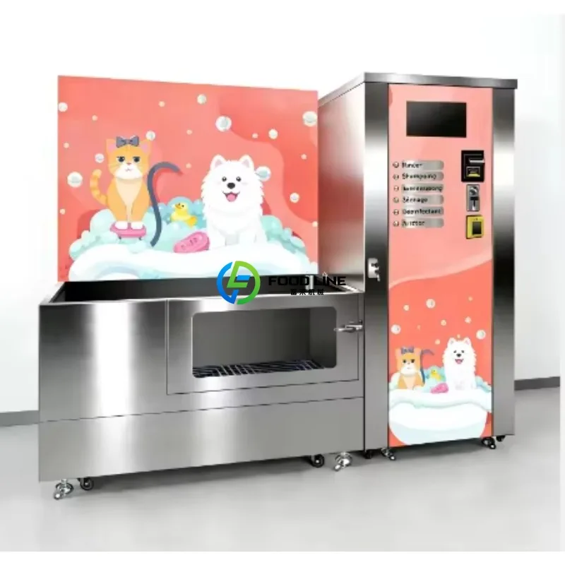 Professional Grade Unattended Dog Cat Washing Machine Coin Card Payment Stainless Steel Pet Grooming Station