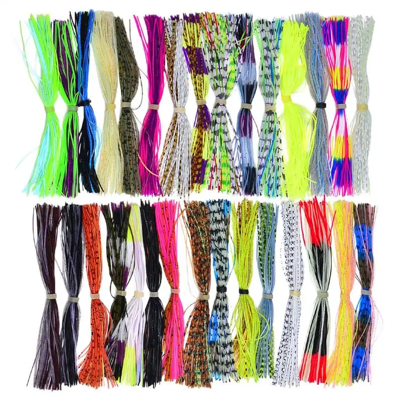 Silicone Skirt Spinner Lures Silicone Jig Skirts 30 Bundles Bait Kit Spinnerbait Skirts Replacement For Kids Family Friend