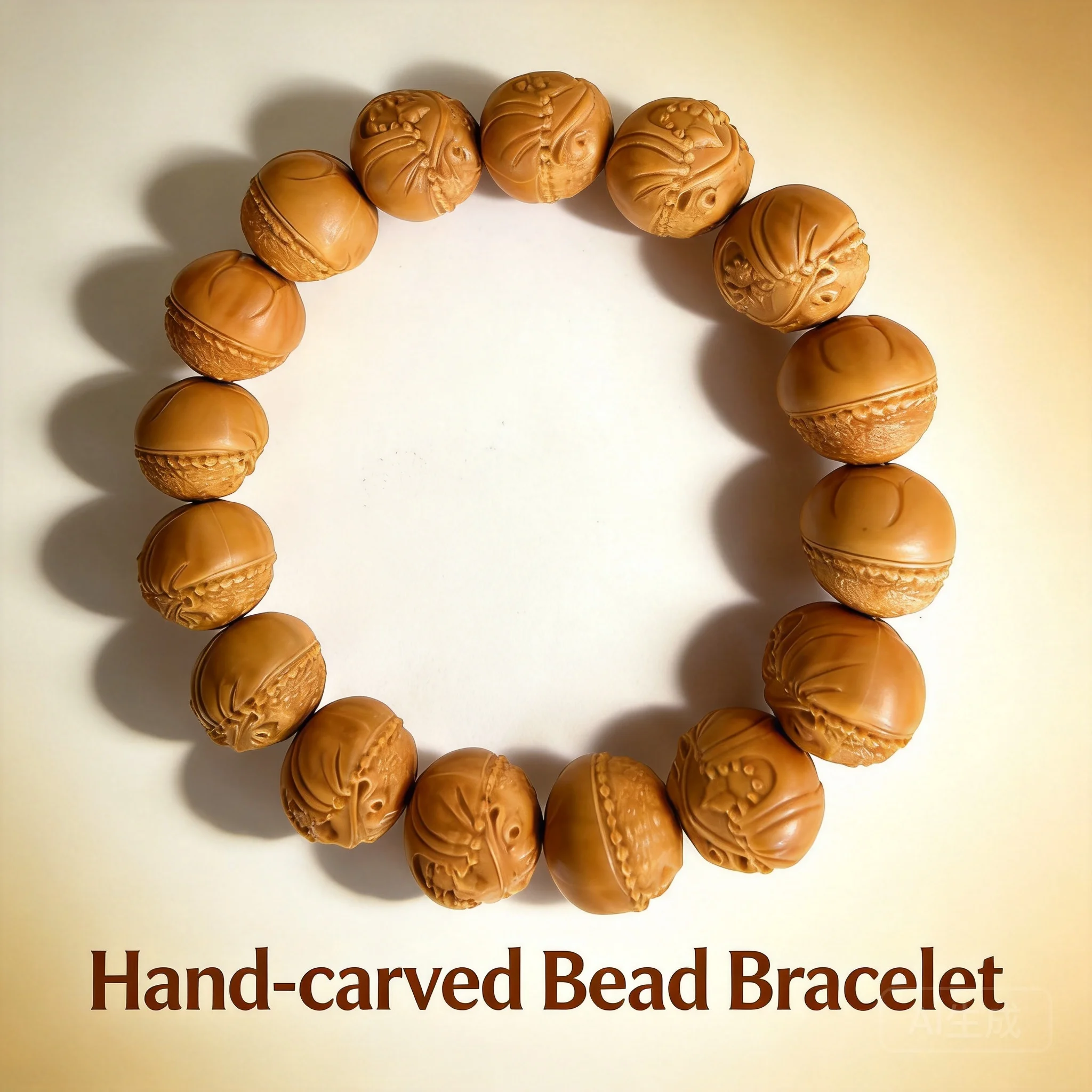 Natural Monkey Head Walnut Beaded Bracelet 2026 Chinese Style Wenwan Collectible Hand Carved Golden Toad Pattern Unisex Jewelry