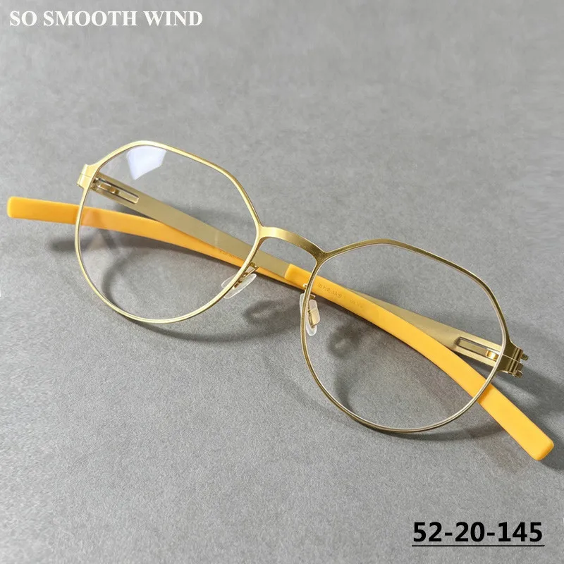 

Screwless Polygon Round Glasses Frame Ultralight Irregular Men Women Thin Rim Spectacles Eyeglasses Germany Design Brand Eyewear