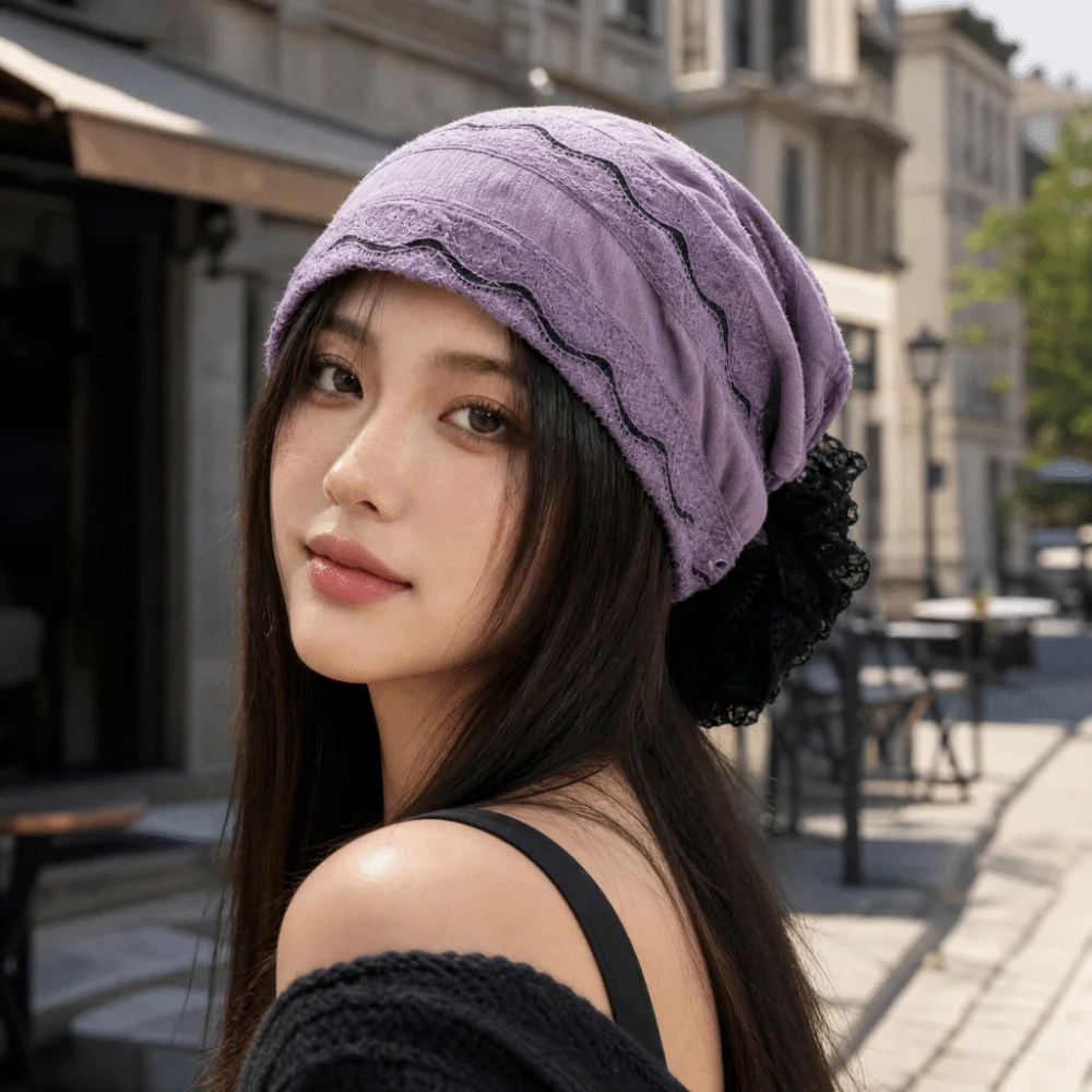 Soft Elastic Flower Lace Turban Caps Embroidery Adjustable Head Wraps Hat Lightweight Breathable Cancer Chemo Hat Gift