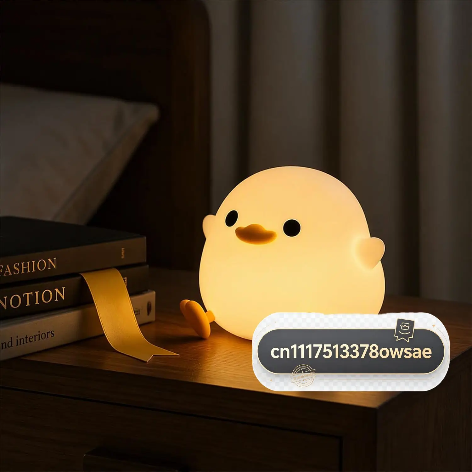 Dodo Duck Night Light, Squishy Silicone Duck Lamp Rechargeable Touch Tap Bedside Light, Soft Warm Dimmable Night Light