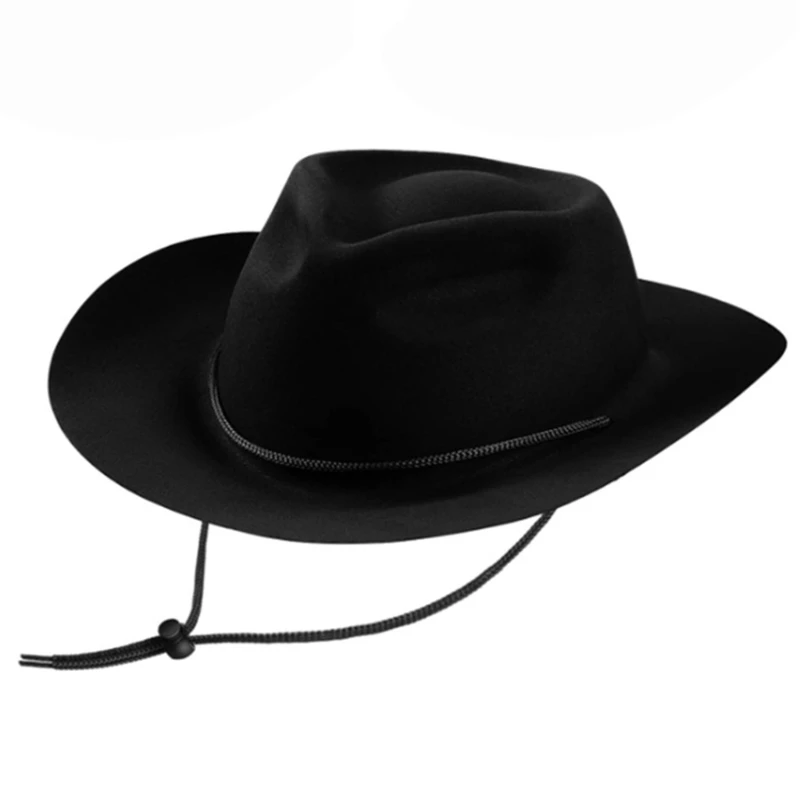 Fedoras Cowboy Hat Black Wide Brimmed Dress Up Cowboy Hat Surprise Gift for Children Casual Hat Stage Play Accessories