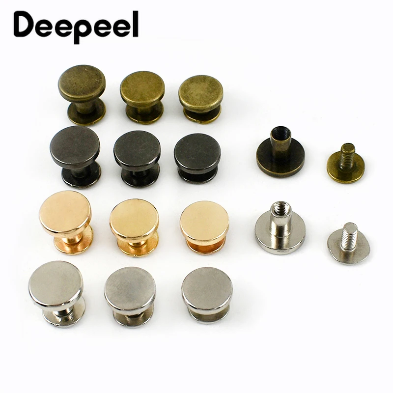 10/20/30Pcs 5-8mm Flat Head Screws Nail Metal Double Cap Side Round Rivet Leather Craft Wallet Fastener DIY Hardware Accessories