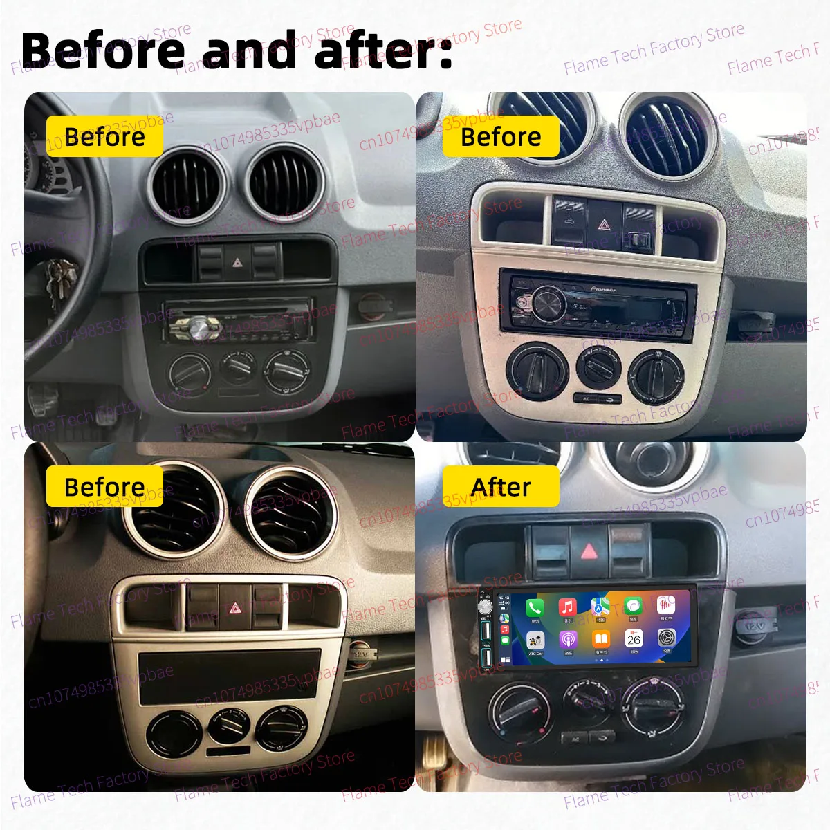 For VW Volkswagen Gol Parati Saveiro G4 2006-2009 CarPlay 6.86 Screen Android 1Din Car Stereo GPS Multimedia Autoradio Radio