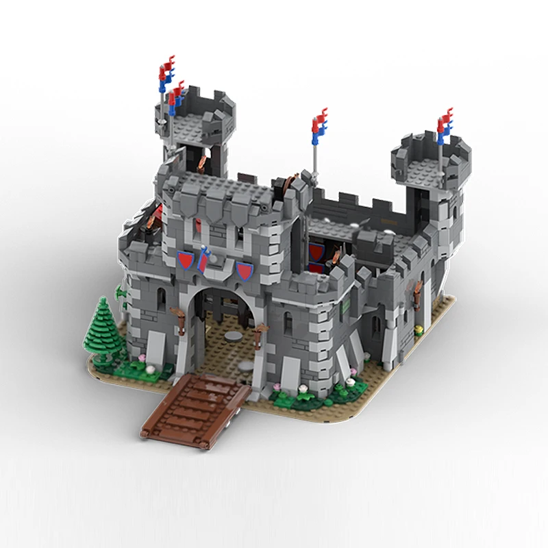 Model Kastil Abad Pertengahan MOC Batu Bata Bangunan Kastil Batu Bata Teknologi Modular Hadiah Liburan Rakitan Mainan Anak-anak
