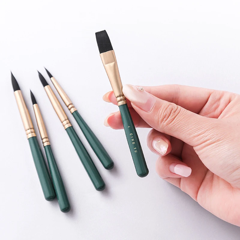 6pcs Nylon Multi-Functional Paintbrushes Watercolor Brush Mini Fresh Green Brush For Students Art Painting School Office Supplie