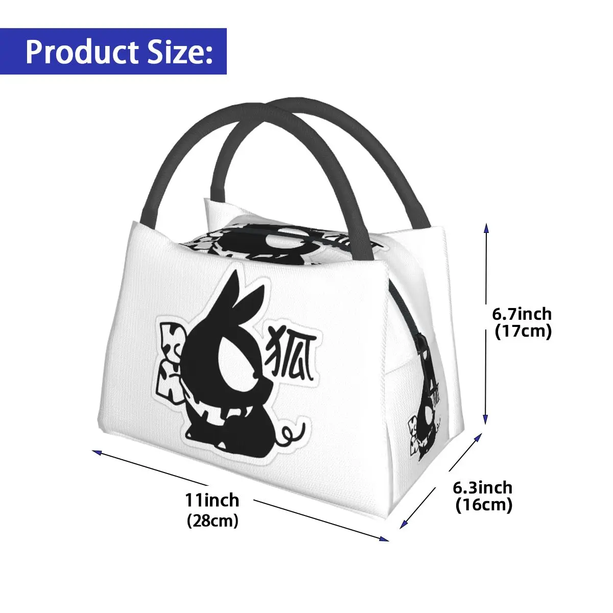 Kanji Ranma Anime Manga Insulated Lunch Bag for Women Kids Leakproof Food Boxes Thermal Lunch Box Tote