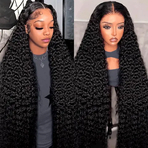 40 46 Inch Deep Wave 13x4 13x6 Lace Front Human Hair Wig 220 Density Curly 360 Full Lace Frontal Wig Human Hair For Black Women