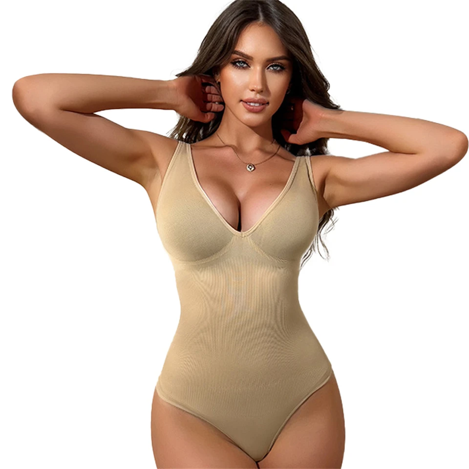 Becirzet Unterwäsche für Damen, sexy Bodys, Po-Former und Shaper, Bauchkontrolle, Shapewear, tiefes V, Push-Up-Neckholder-Top – Detail 9