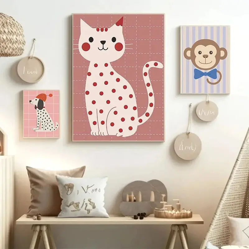 البساطة لطيف سوان الأغنام يونيكورن الثعلب اللون النقاط التوضيح المشارك قماش اللوحة طباعة للأطفال الحضانة جدار ديكور فني للمنزل